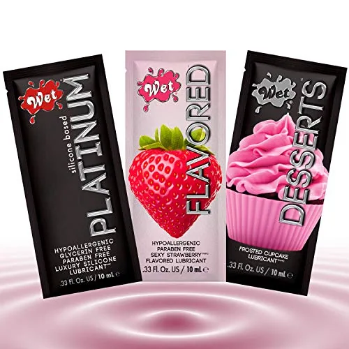 Wet Seduction Set, 3-Pack Flavored and Silicone