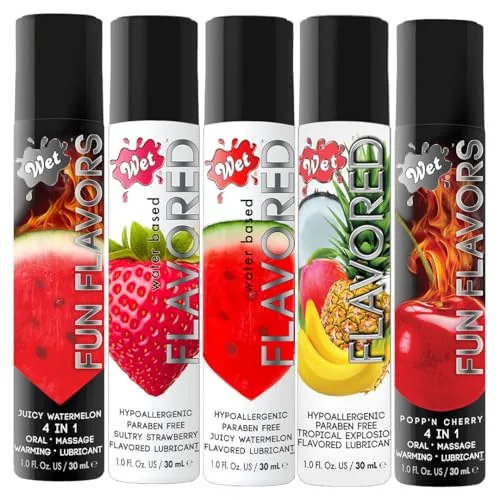Wet Flavored Lube Sampler, 5 x 1 fl oz