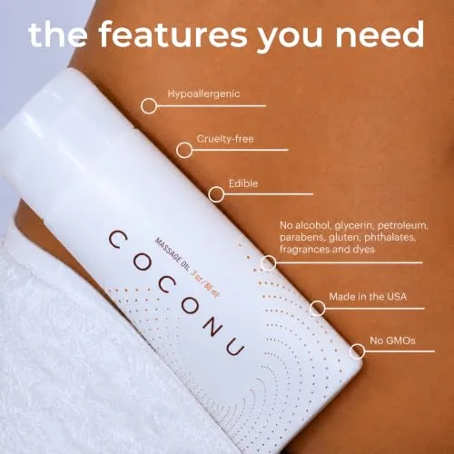 Coconu Organic Coconut Massage Oil, 3 oz view 3