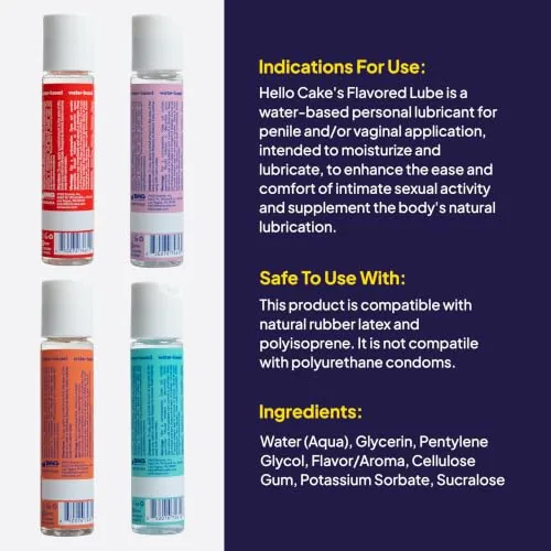 Hello Cake Flavored Lube Sample Pack, 4 x 1 oz view 2